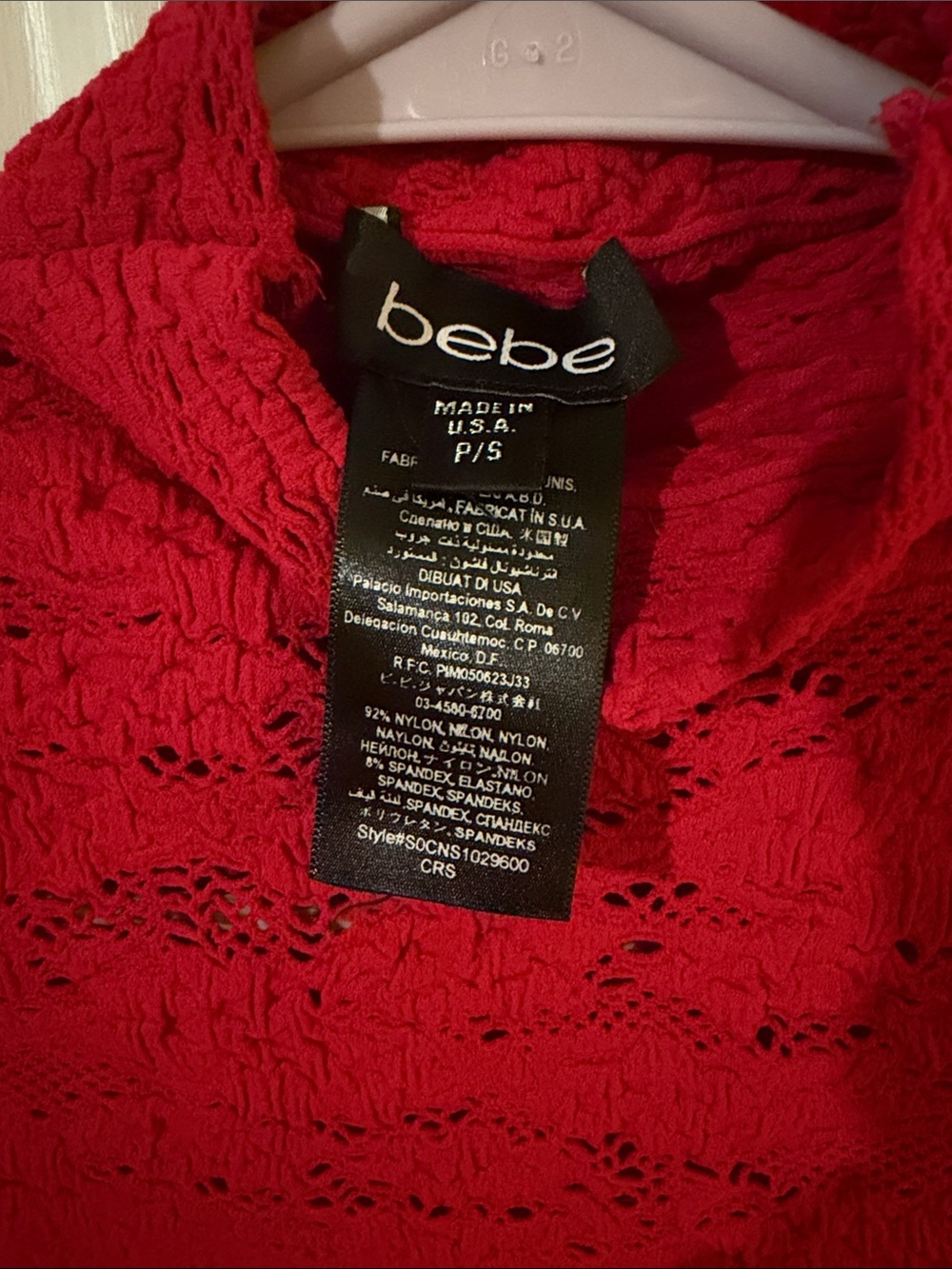 bebe Red Lace Knit Turtleneck